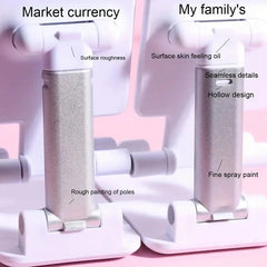 A comparison of two adjustable desk phone stands showing differences in surface finish and design.