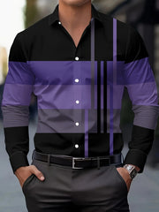 2025 Men's Checked Long-sleeved Shirt Casual Fitted Button Shirt High-end Striped Design Shirt Men's Fashionable Clothing Top