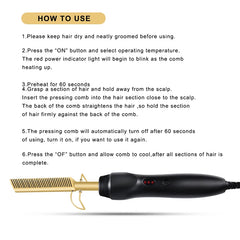 2-in-1 Portable Hair Straightening Brush Hot Comb