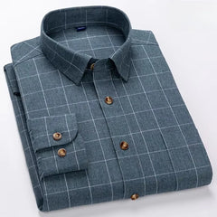 plus size 7xl 100%cotton long sleeve shirts for man slim fit formal plian shirt soft plaid casual tops striped office clothes