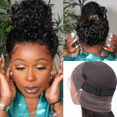 Hidden Strap 360 Lace Front Wigs Human Hair Deep Wave Glueless Wig 4X4 hd Lace Front Wig Pre Plucked with Invisible Drawstring SHOWLU FASHION STORE