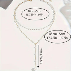 Elegant Imitation Pearl Necklace Fashion Long Tassel Pendant Front Chest Chain Necklace Women's Sexy Charm Body Jewelry Gifts