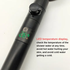 LED Handheld Shower Head Temperature Display Adjustable Pressure