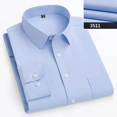 double collor Full shirts for men plus size slim fit formal plain shirt over size office clothes solid long-sleeve business tops