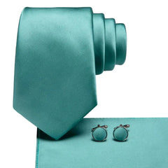 Hi-Tie Green Mint Solid Silk Wedding Tie For Men Handky Cufflink Gift Mens Necktie Fashion Designer Business Party Dropshiping SHOWLU FASHION STORE