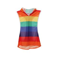 Men's Sets Rainbow Hooded Men's Tank Tops Mesh Breathable V-neck Vests Men Shorts Streetwear Tops Tee Sports Fitness Singlets SHOWLU FASHION STORE