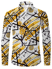Men's Shirt Regular Flap Shirt Men's 3D Printing Color Splash Printing Casual Long Sleeve Fashion Printed Shirt
