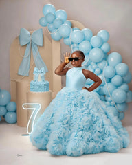 Luxury Puffy Ballgown Girls Birthday Party Dress Customized Flower Girl Dresses for Wed Little Queens Pageant Homecoming Dress