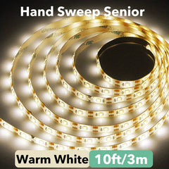 Flexible USB LED strip light in warm white from Showlu Smart General, showcasing the 5V tape illuminated in a close-up view.
