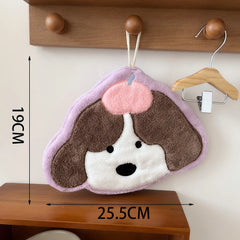 Soft and Cute Puppy Hand Towel Hanging Type Absorbent Quick Drying Towel Cute Cartoon Household Kitchen and Bathroom Hand Towel