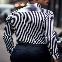 European high quality men's striped long-sleeved single-breasted casual business shirt luxury temperament plus size 6XL