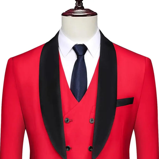 Men's three-piece suit Jacket Vest and trousers Dinner wedding tuxedo Slim-fit formal business suit