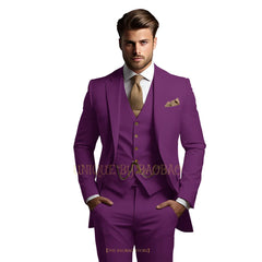Men's grey 3-piece suit (jacket + vest + trousers) Elegant classic wedding attire, custom banquet birthday party tuxedo