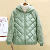 Thin Light Down Cotton Jacket Female Short Coat Autumn Winter Women's 2023 New Hooded Loose Lmitation Lamb Wool Cotton Jacket SHOWLU FASHION STORE