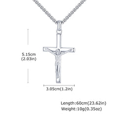 Stainless Steel Cross Necklace Catholicism Jesus Pendant Gold Color Collar Church Prayer Faith Jewelry for Men Women Gift