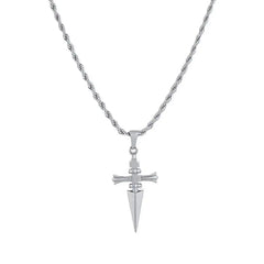 Stainless Steel Sword Cross Pendant Necklaces Twists or Link Chain Hip Hop Punk Choker Necklace for Women Men Jewelry Gifts