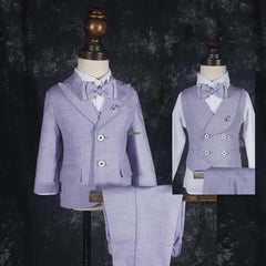 Newborn Baby Kids1 Year Birthday Suit Flower Boys Formal Purple Wedding Suit Children Photograph Dress Performance Show Costume SHOWLU FASHION STORE