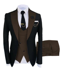 New Costume Slim Fit Men Suits Slim Fit Business Suits Groom Black Tuxedos for Formal Wedding Suits Jacket Pant Vest 3 Pieces