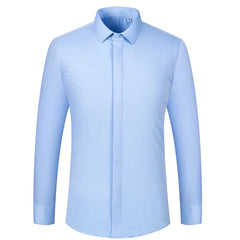 French Cufflink Men's Long Sleeve Bamboo Fiber Covered Button Shirt Slim Fit Wedding Dress Sleeve Spikes Business Dress Shirt