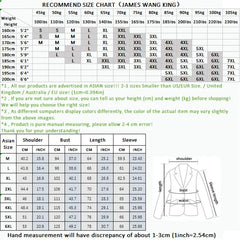 A size recommendation chart for a men's three-piece suit set with detailed measurements.