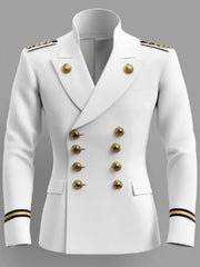 Business High-end Men Suits Slim Fit Peak stand Collar Formal Prom Tuxedos Elegant Double Breasted Striped Cuffs Male Blazers