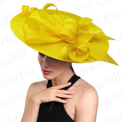 Pink Derby Big Fascinator Hat headband with large floral accents, elegant wedding and race millinery cap for women.