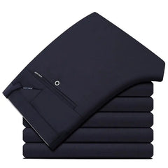 Men's Travel Dress Pants Stretch, No Iron Required Business Trousers, British Classic Slim Fit Lightweight Office Work Pants