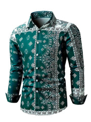 2025 New Men's Casual Street Printed Shirt Fashion Casual Spring and Autumn Long Sleeve Collar Shirt Top