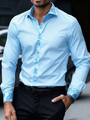 Men's fashionable business style long sleeved shirt with special pattern pattern. Long sleeved shirt suitable for parties