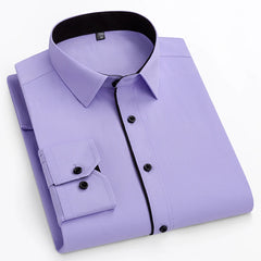 double collor Full shirts for men plus size slim fit formal plain shirt over size office clothes solid long-sleeve business tops