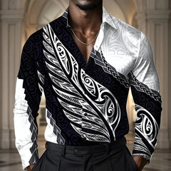 Men's Gradient Geometric Print Long Sleeve Shirt Fashionable Designer Lapel Button up for Outdoor Leisure Vacation