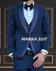 Elegant Shawl Lapel One Single Breasted Wedding Party Tuxedo 3pcs Blazer Vest Pant Formal Man Suits Customized Ropa hombre