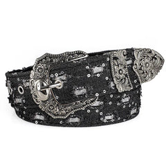 Women's Retro Casual Trend Rhinestone Buckle Belt, Street Ripped Denim Style Punk Rock Versatile Fashion Accessory,For Men Women