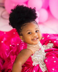 Fuchsia Beading Girl's Birthday Party Dresses Customized Ball Gown Puffy Flower Girl Dress Princess Baby Kids Pageant Gowns