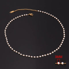 Stainless Steel Necklace White Imitation Pearl Necklace Temperament Clavicle Chain Pearl Choker Necklaces For Women Jewelry