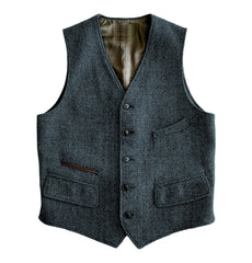 Men's Vest Male Slim Fit Herringbone Fabric Waistcoat Elegant Tweed Vest for Wedding Groomsmen