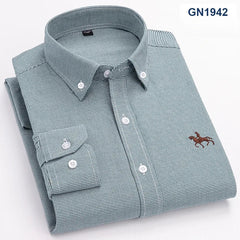 Plus size 6XL 100%cotton korean fashion long-sleeve shirts for men slim fit formal plain shirt striped houndstooth plaid clothes SHOWLU FASHION STORE