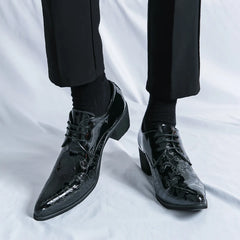 Designer New Arrival Men's Charm Blue Black Pointed Lace Up Shoes Male Formal Wedding Prom Dress Prom Loafers Homecoming