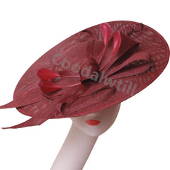 Pink Derby Big Fascinator Hat headband for women, elegant wedding and race headpiece with large floral design and chic millinery style.
