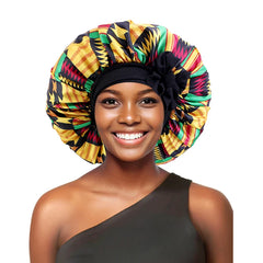 African Large Women Bonnet Satin Ribbon Sleep Cap Elastic Band Women Head Wrap Ladies Night Sleeping Cap Turban Chemo Hat