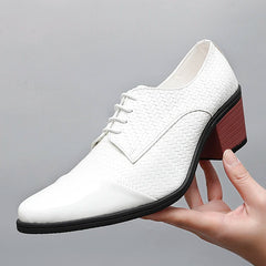 Men's Leather Shoes Banquet Dress Shoes Formal Occasions Men's Business Leather Shoes Office Red High Heels Pointed Shoes