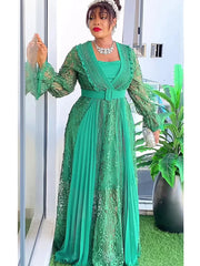 Plus Size African Party Dresses for Women 2024 New Fashion Dashiki Ankara Lace Wedding Gowns Elegant Turkey Muslim Maxi Dress SHOWLU FASHION STORE