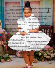Pink Ball Gown Flower Girl Dresses Customized Tulle Tiered Ruffles Children Birthday Party Gowns High Neck Kids Wedding Dress