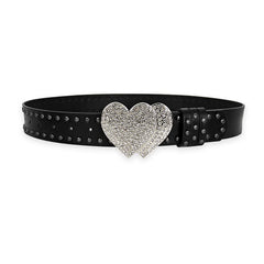 Unisex Jeans Belt sword red heart Gothic Y2k Fashion Belts For Women Designer Luxury Black Rivet Punk Accessory Men's Belt Male