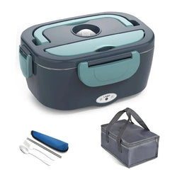 220V 110V 24V 12V 2 in 1 Electric Heating Lunch Box Car Truck Office Food Heater Stainless Steel Food Warmer Container Black Set