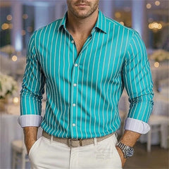 Men's stylish striped shirts, high quality casual breathable lapel button down shirts, long sleeve shirts comfortable men's tops