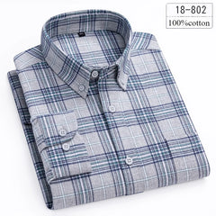 Luxury High-Quality 100% Cotton Houndstooth Full Shirts for Men Slim Fit Casual Shirt Long-Sleeve Plaid Soft Designer Clothes Ro