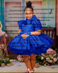 Pink Ball Gown Flower Girl Dresses Customized Tulle Tiered Ruffles Children Birthday Party Gowns High Neck Kids Wedding Dress