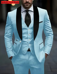 Men's Formal Suit Set Business Casual Slim Fit Tuxedo for Wedding, Long Sleeve Notch Lapel, Groom