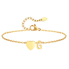 Women Heart Initial Anklet Bracelets Adjustable Beach Jewelry Hypoallergenic Stainless Steel Personalized Name Foot Chain Anklet